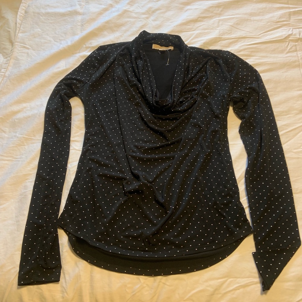 NWOT Michael Kors Black w/ polka dots long sleeve